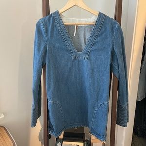 Free People Denim Dress with Bell Sleeves